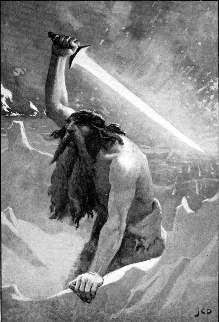 The giant with the flaming sword by Dollman
