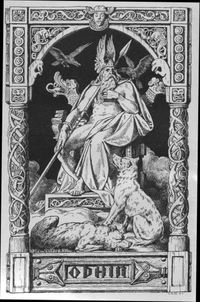 Odin on his throne Hlidskjalf