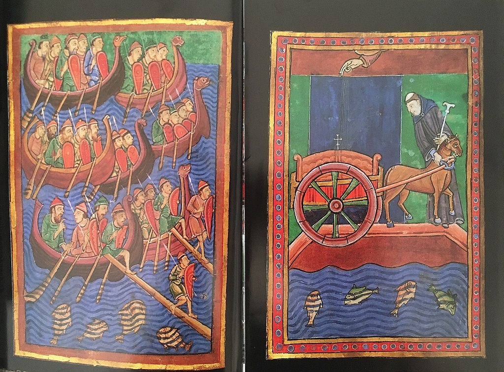  Invasion of England by Ivar the Boneless in 886. Illuminations of an English history of the 11th century. Pierpont Morgan Library, New York.
