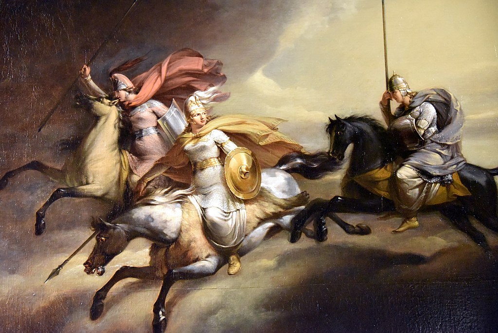 Detail of the painting "Valkyries Riding into Battle", by Johan Gustaf Sandberg (1782-1854). Nationalmusuem, Stockholm, Sweden. NM 6866. Purchase 1991 Axel Hirsch Fund.