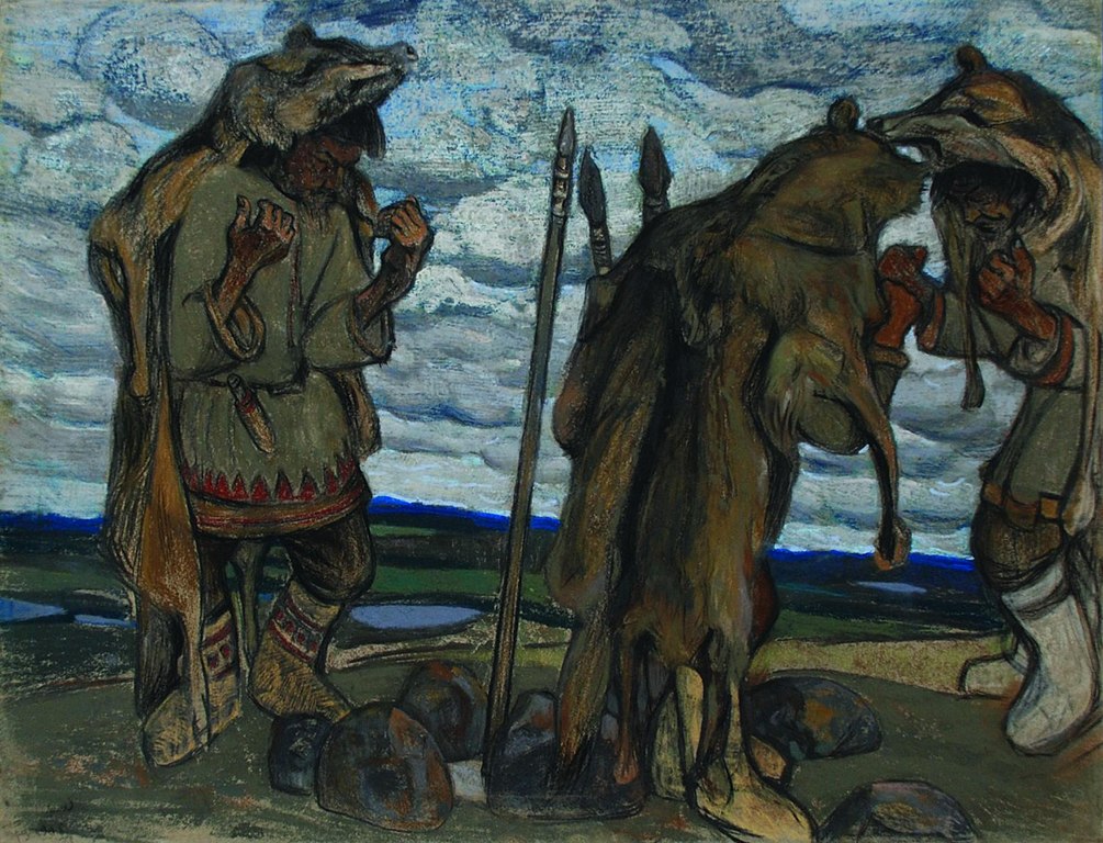 Sorcerers by Nicholas K. Roerich which depicts ulfheðnar performing a ritual