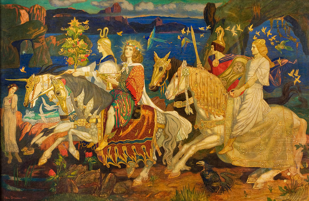 The Tuatha Dé Danann as depicted in John Duncan's Riders of the Sidhe (1911)