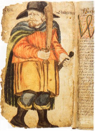 Picture of Egil in a 17th-century manuscript of Egils Saga