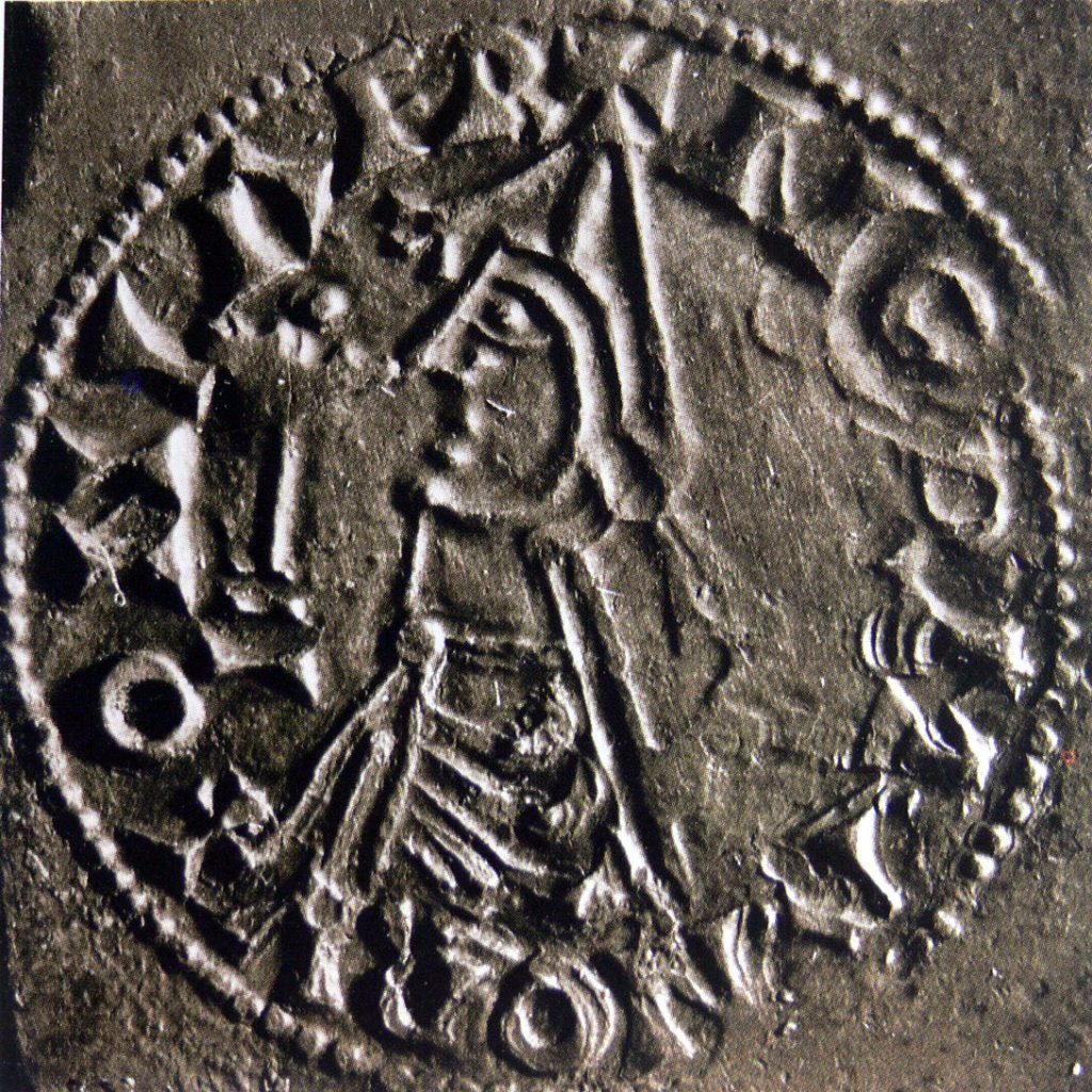 Coin showing the image of Olaf II Haraldsson, of Norway, dated 1023–28